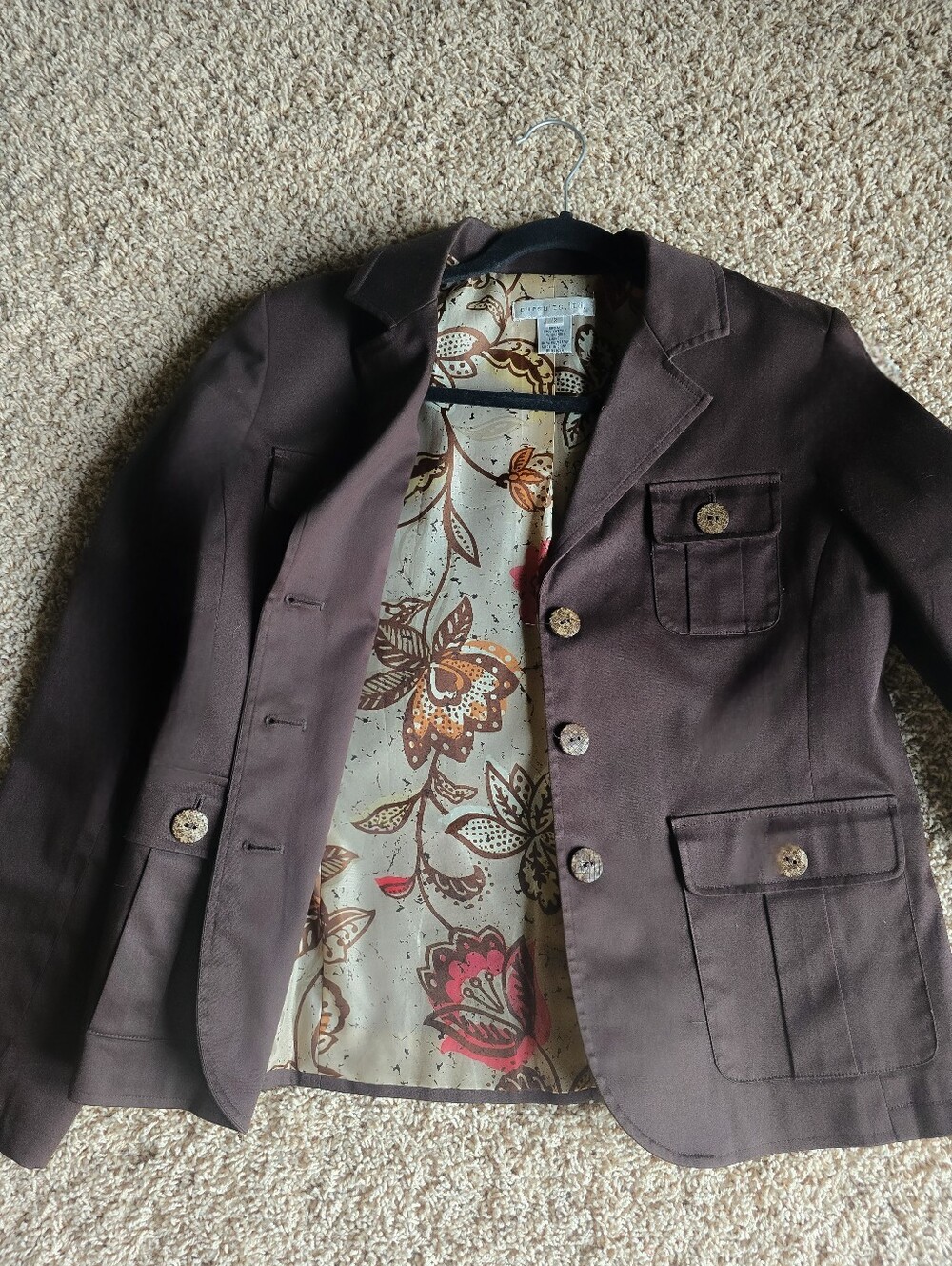 Dark Brown Casual Women's Button Front Blazer Jacket Fall Layering
